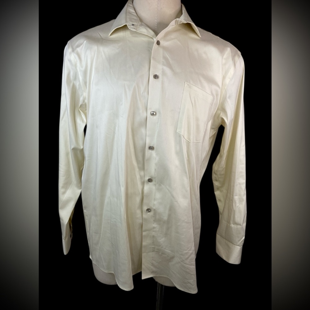Van Heusen Flex Reg Fit Stretch Cream LS BU Dress Shirt Men’s 17-17 1/2-34/35
